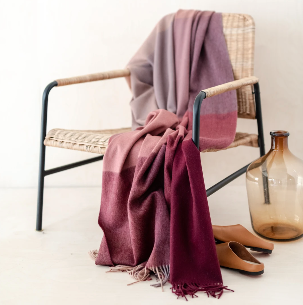 The Tartan Blanket Company - Lambswool Blanket in Rose Ombre