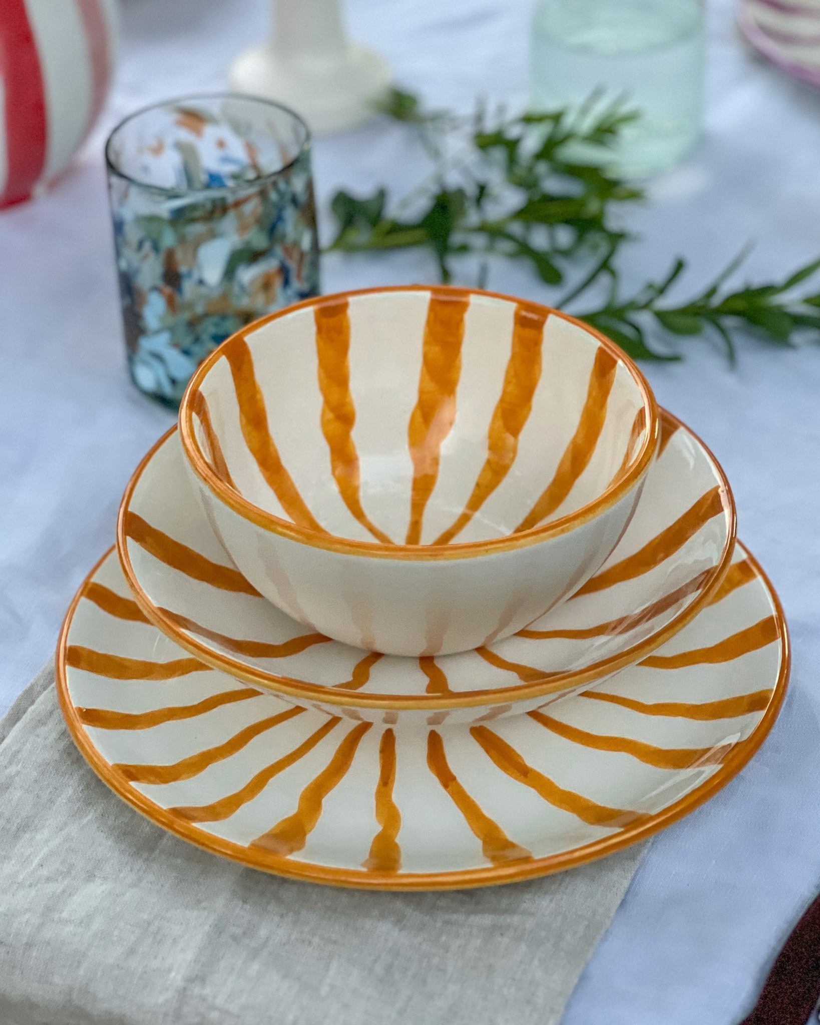 Colourful Pasta Bowl Set | Handmade Ceramic Wave Design | Interiors ...