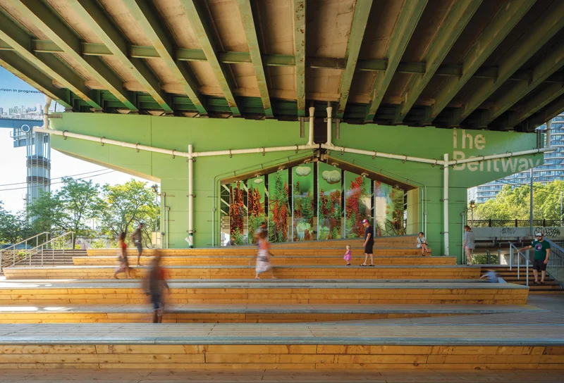 At the western end of the park, Strachan Gate area includes a grand staircase and open amphitheatre that hosts up to 250 people for performances.