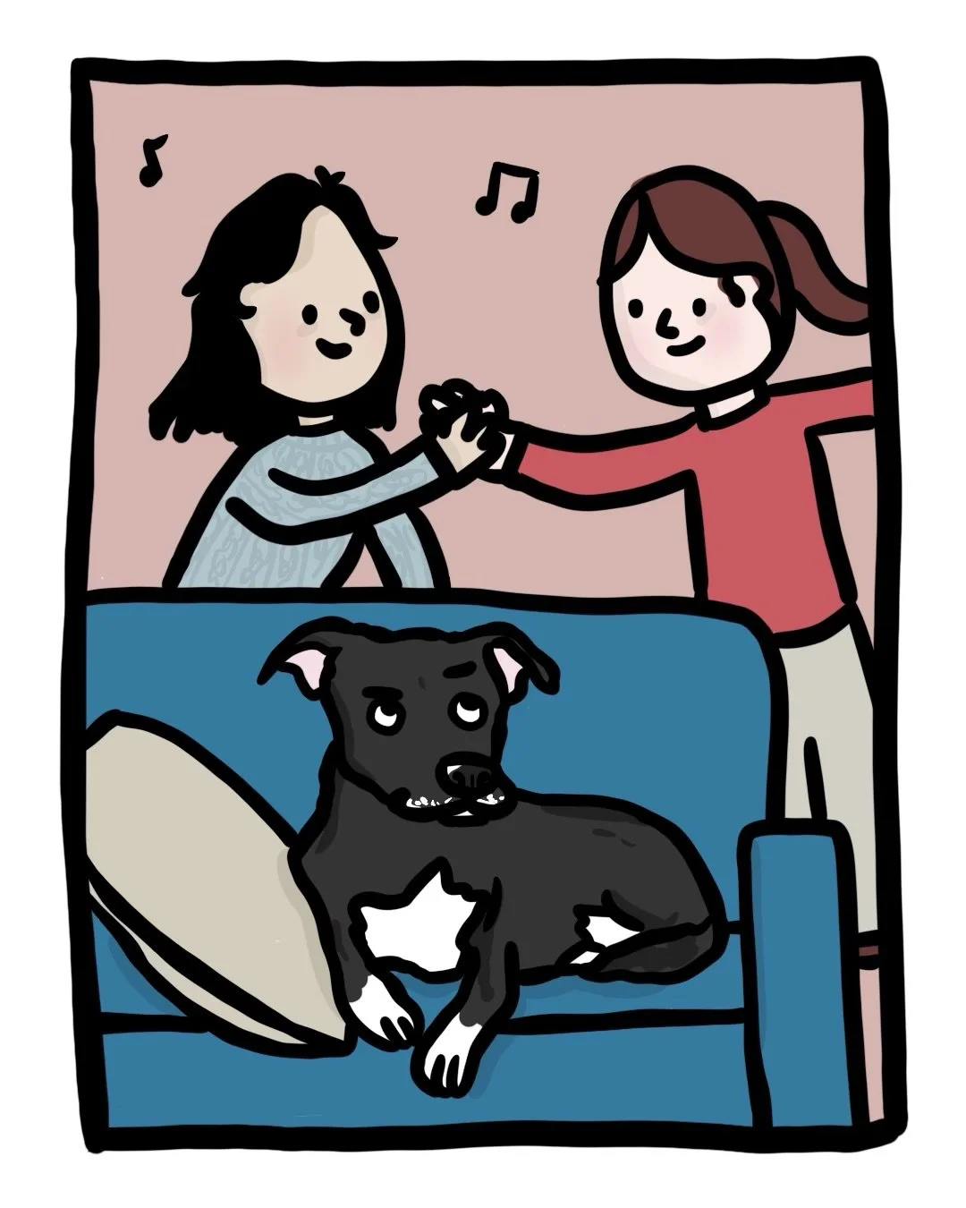 Nutmeg is waaaay too mature for our shenanigans. No thank you, she says. 🙂&zwj;&harr;️ On the last slide I had put on a fun hat on her head in the summer&hellip; same serious face. #comic