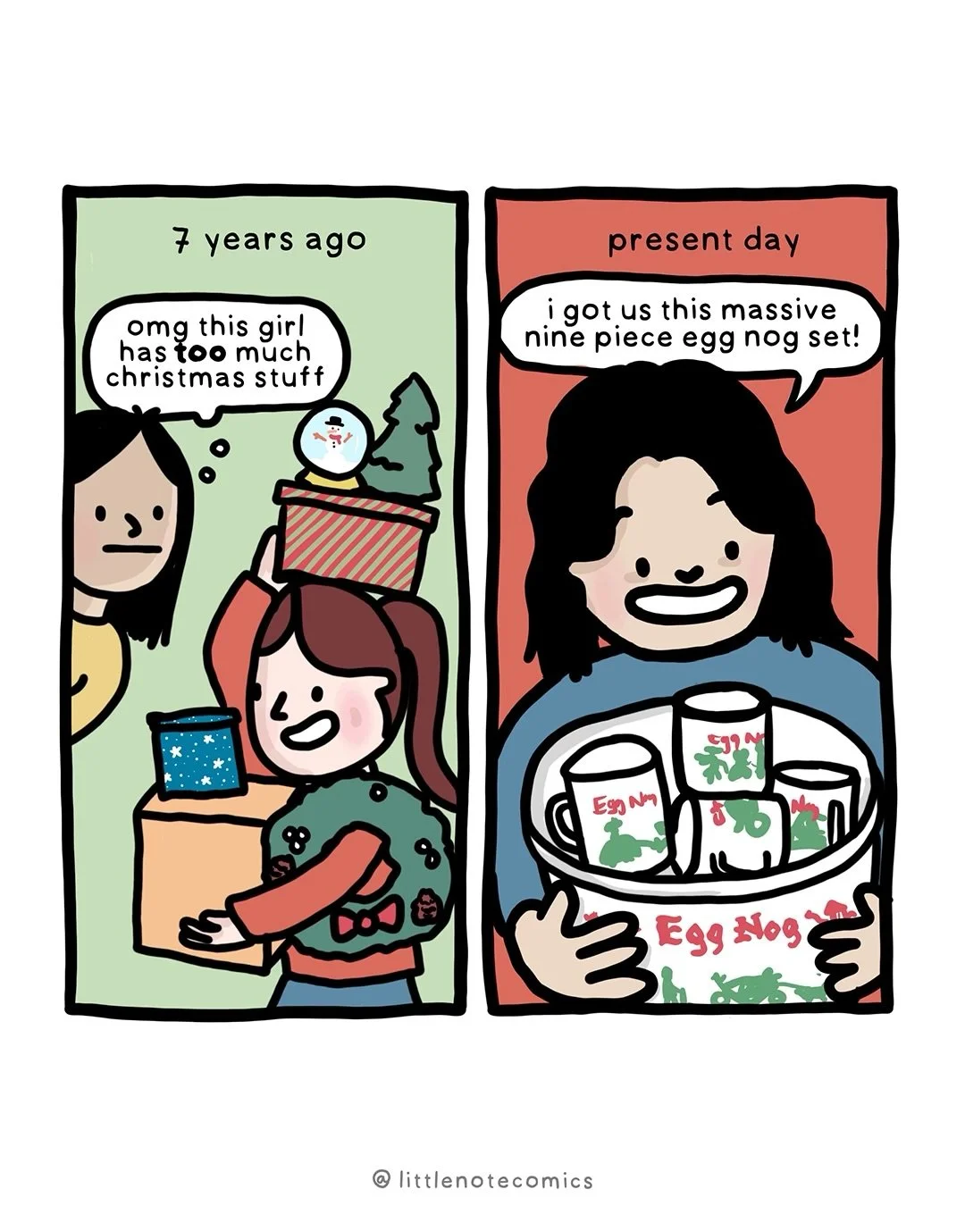 🎄A few Christmas comics from years past! I&rsquo;m fully in the holiday mood&hellip;time to wind down! Check out the last panel for Nutmeg wearing her Santa bonnet. #comic