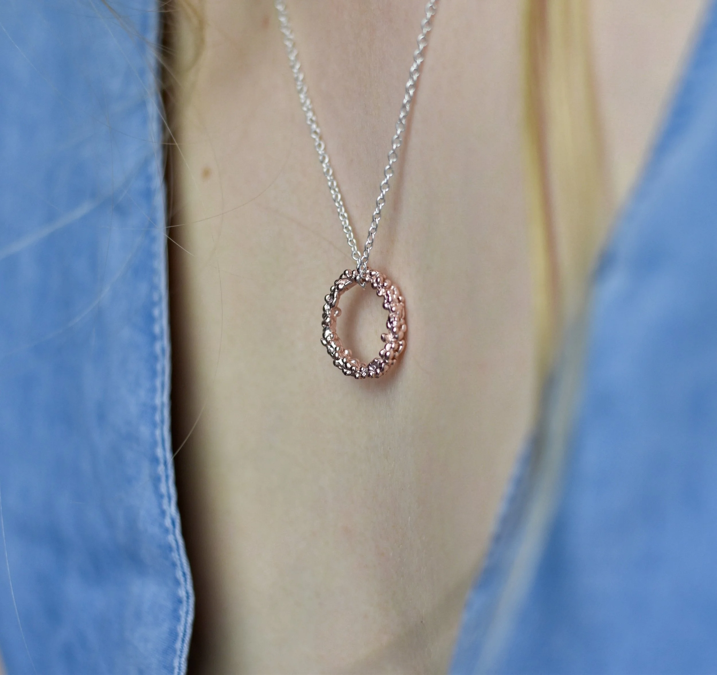 Militza Ortiz Circle pendant Rose Gold bubble texture