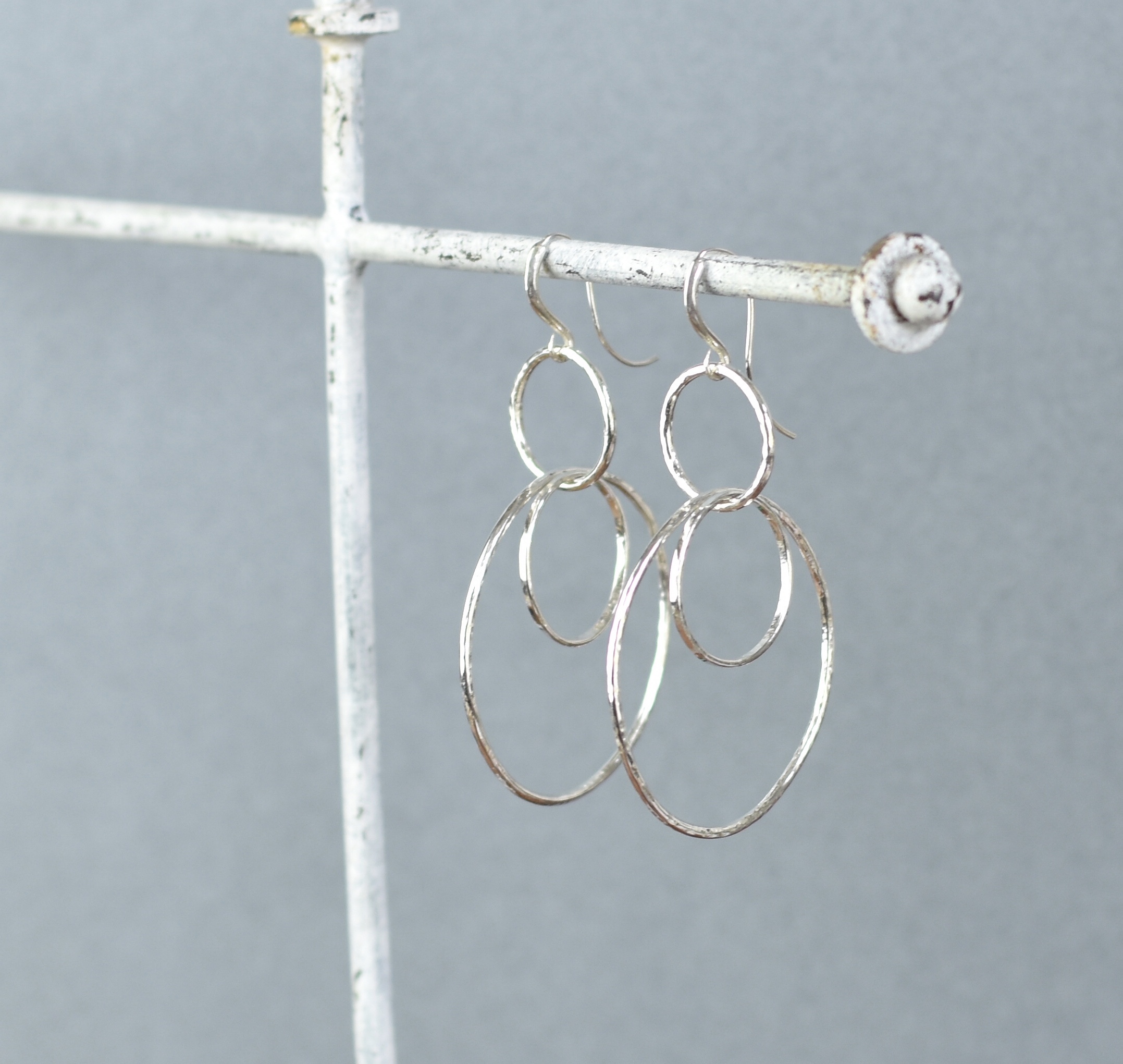 Circle earrings sterling silver large by Militza Ortiz