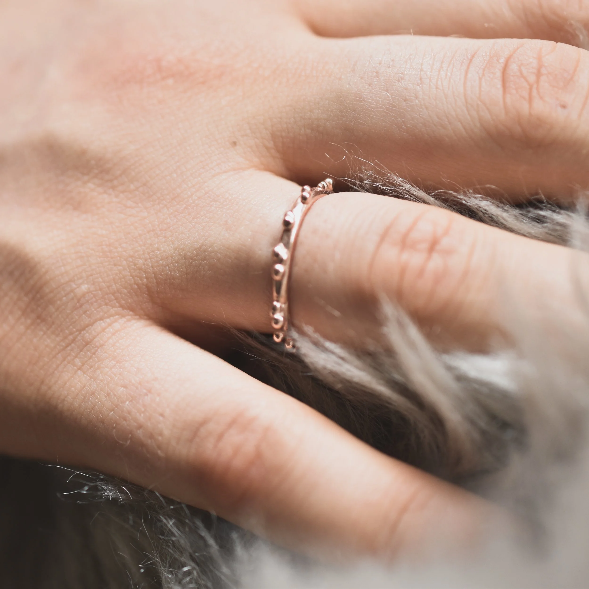 Rose gold skinny ring bubble texture Militza Ortiz