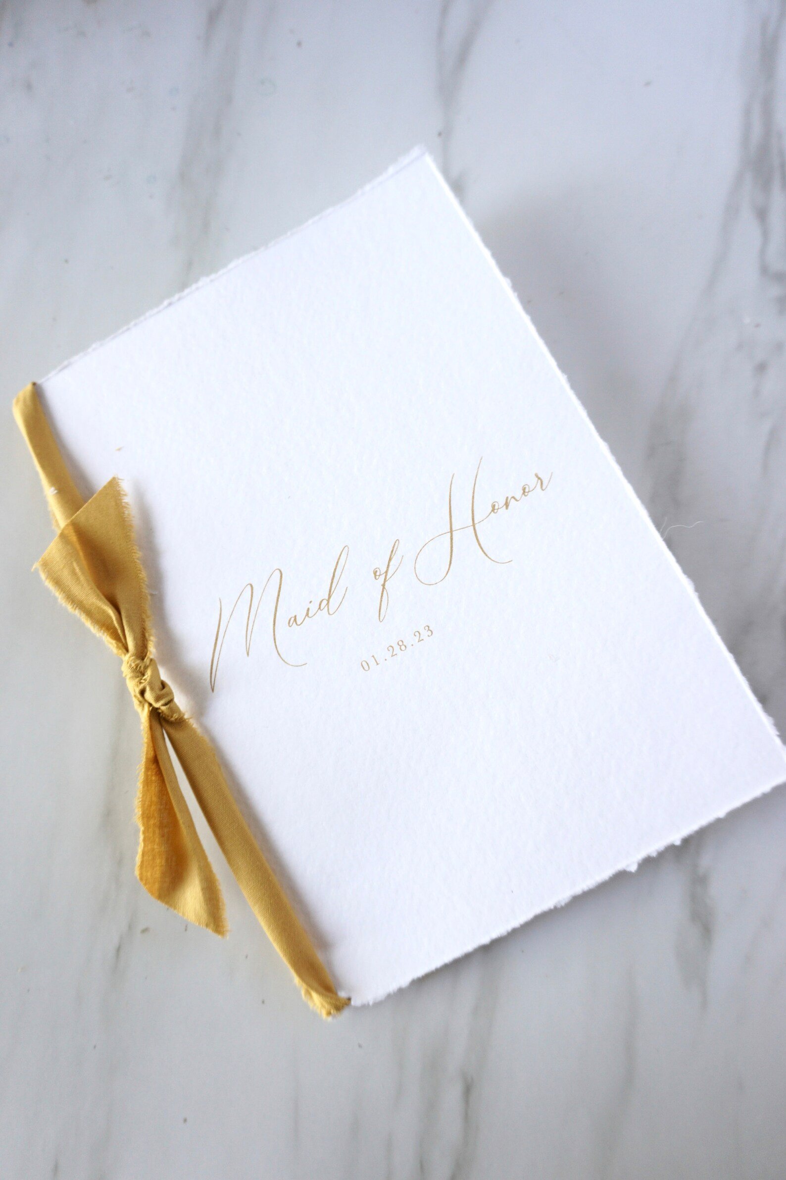Wedding day letter, handmade paper, silk ribbon, wedding vows
