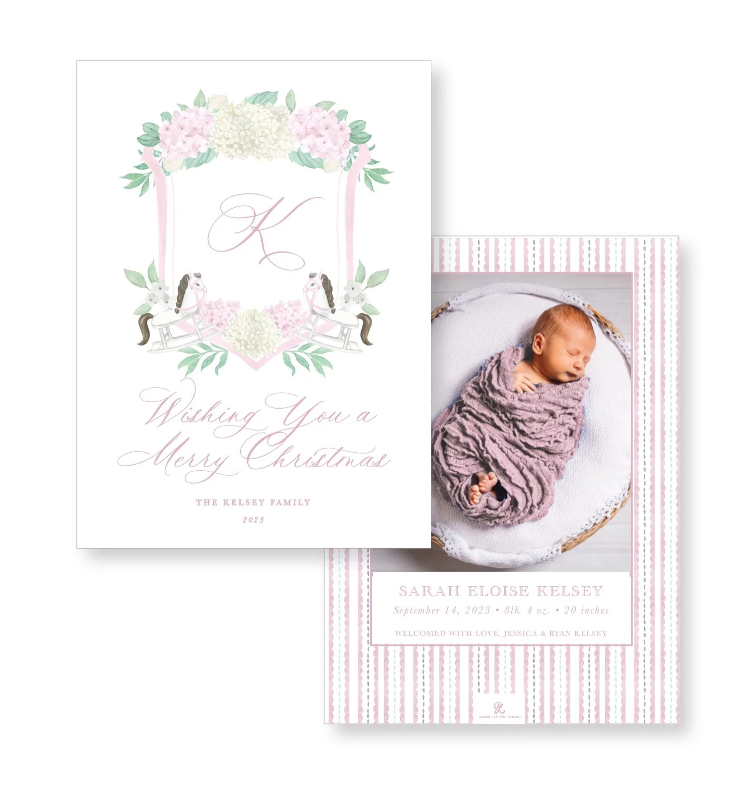 Baby Girl Happy Holidays Watercolor Rocker Crest