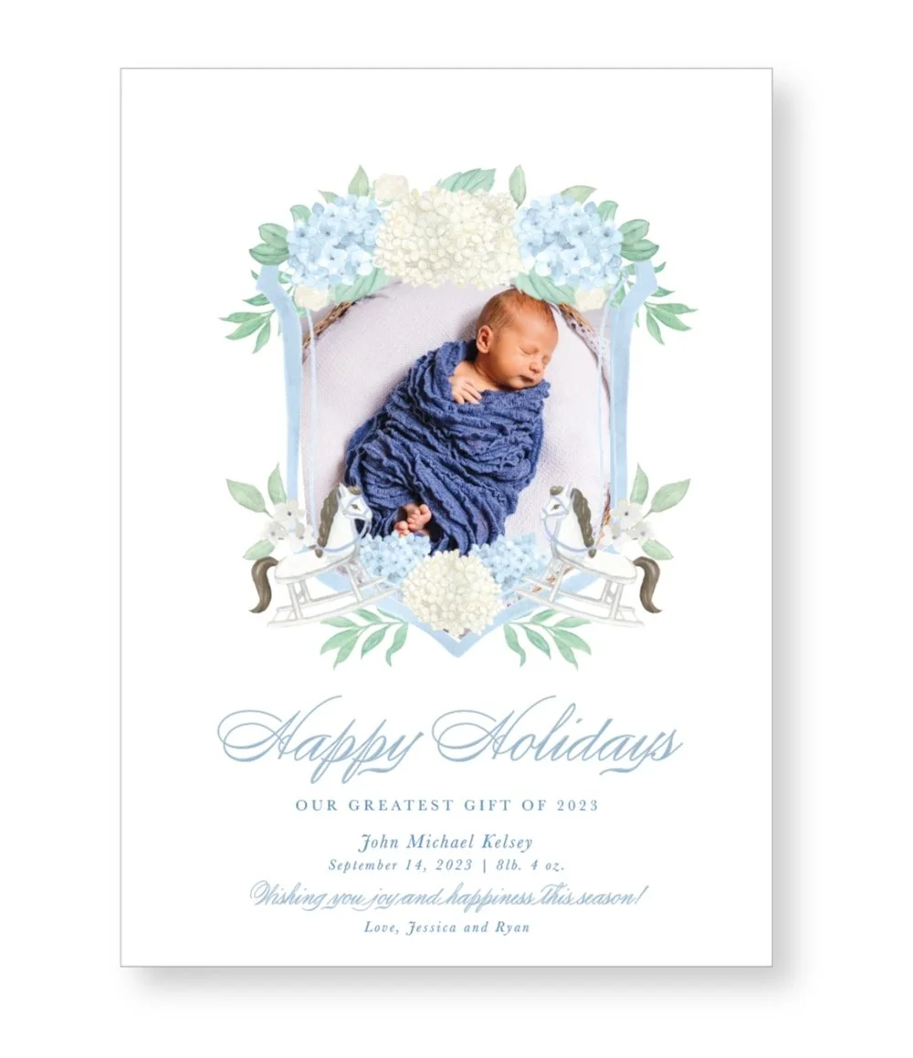 Baby Boy Happy Holidays Watercolor Rocker Crest
