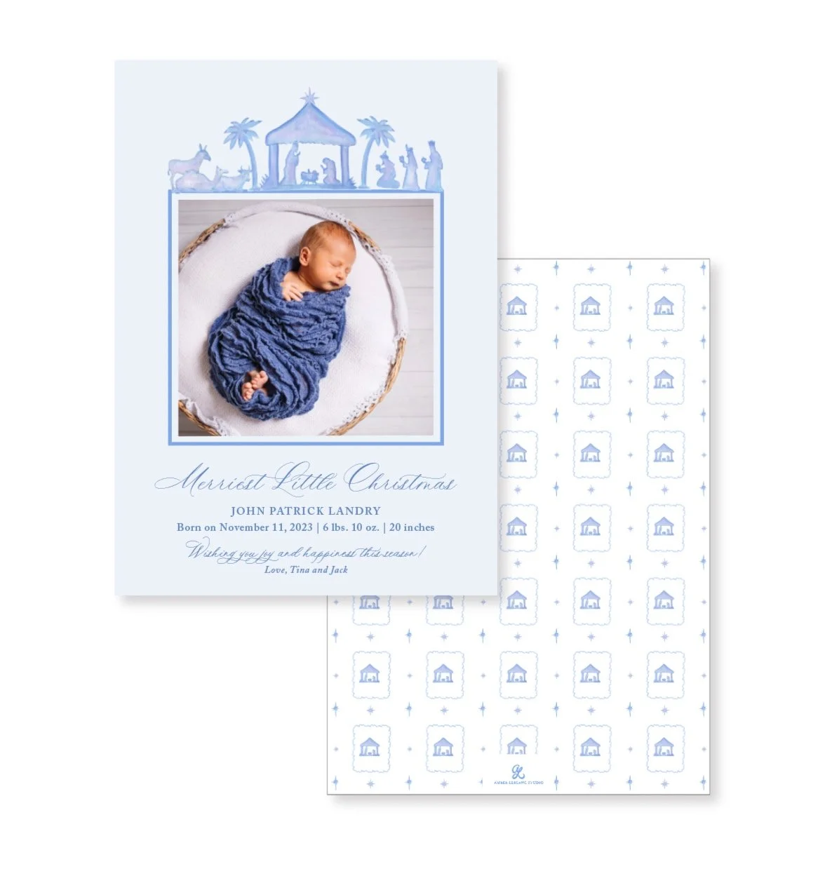Joy to the World Holiday Photo Card, Baby Announcement (Blue)