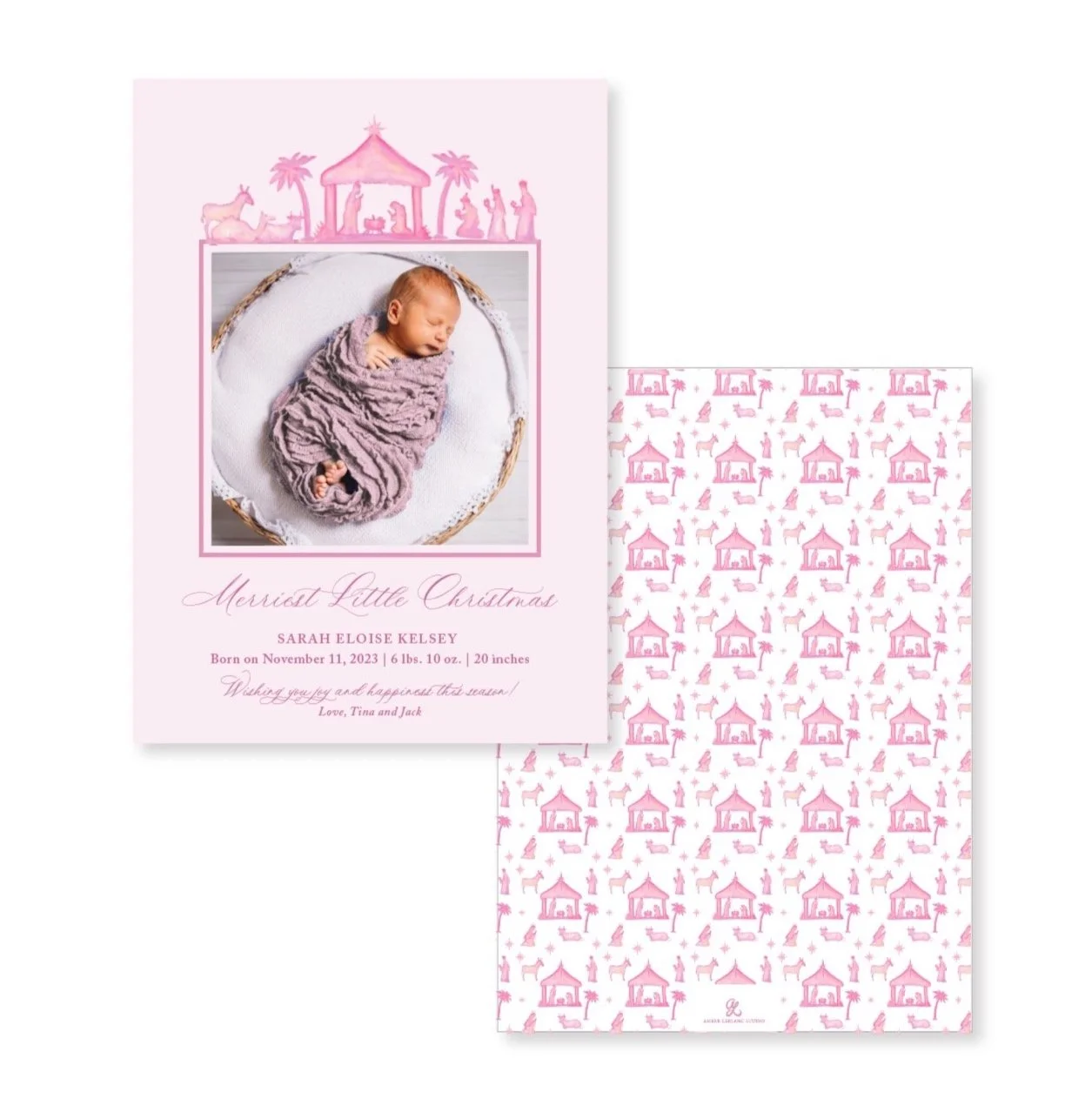Joy to the World Holiday Photo Card, Baby Announcement (Pink)