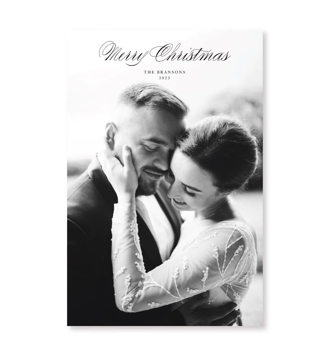 Merry and Married Holiday Photo Card, Black and White