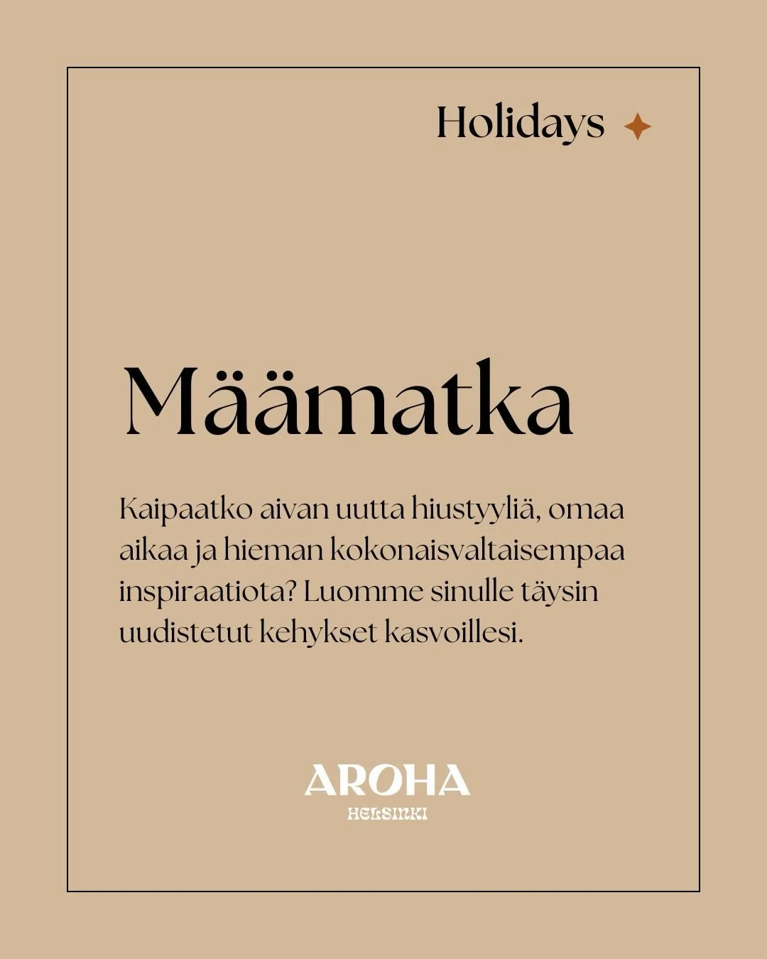 Kaipaatko lahjaideaa h&auml;nelle, jolla on jo kaikkea? Arohan Holidays -paketeista l&ouml;yd&auml;t monenlaisia r&auml;&auml;t&auml;l&ouml;it&auml;viss&auml; olevia paketteja ja my&ouml;s ryhmille sopivaa ohjelmaa. Valikoima kasvaa koko ajan, pysy k