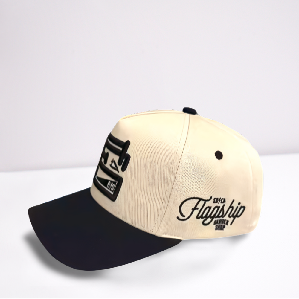 Flagship Cream & Black Snapback Hat — Flagship Barbershop display picture 3