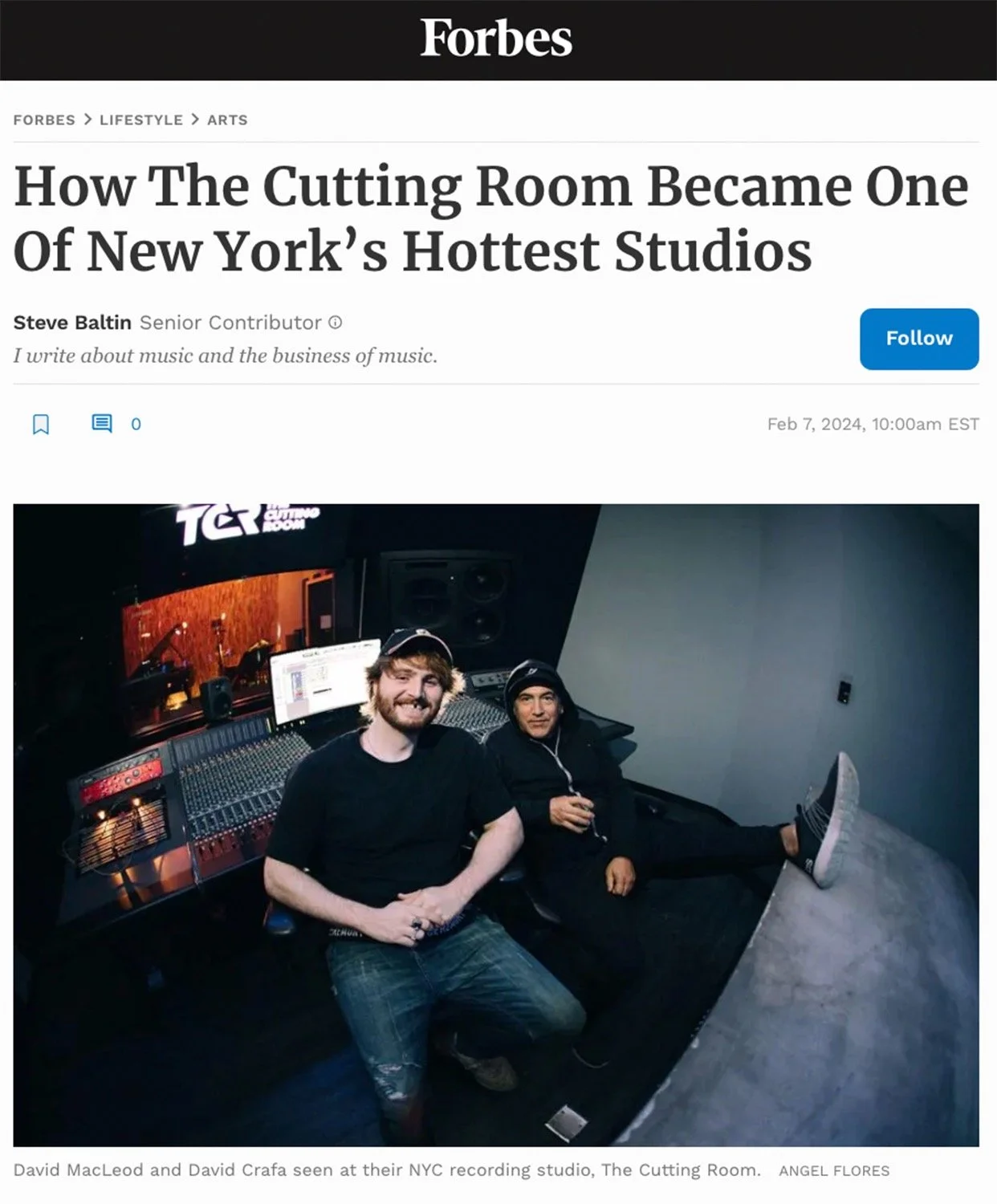The Cutting Room Studios Featured in Forbes Magazine