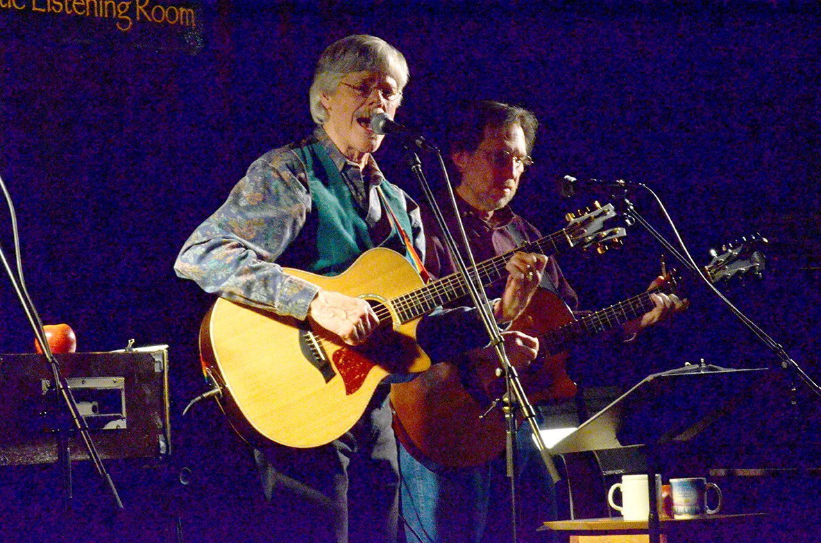 Rich and good friend Dan Rhiger performing Jim’s songs for a tribute night to Jim for his years of volunteer service to Artichoke Community Music-2014.