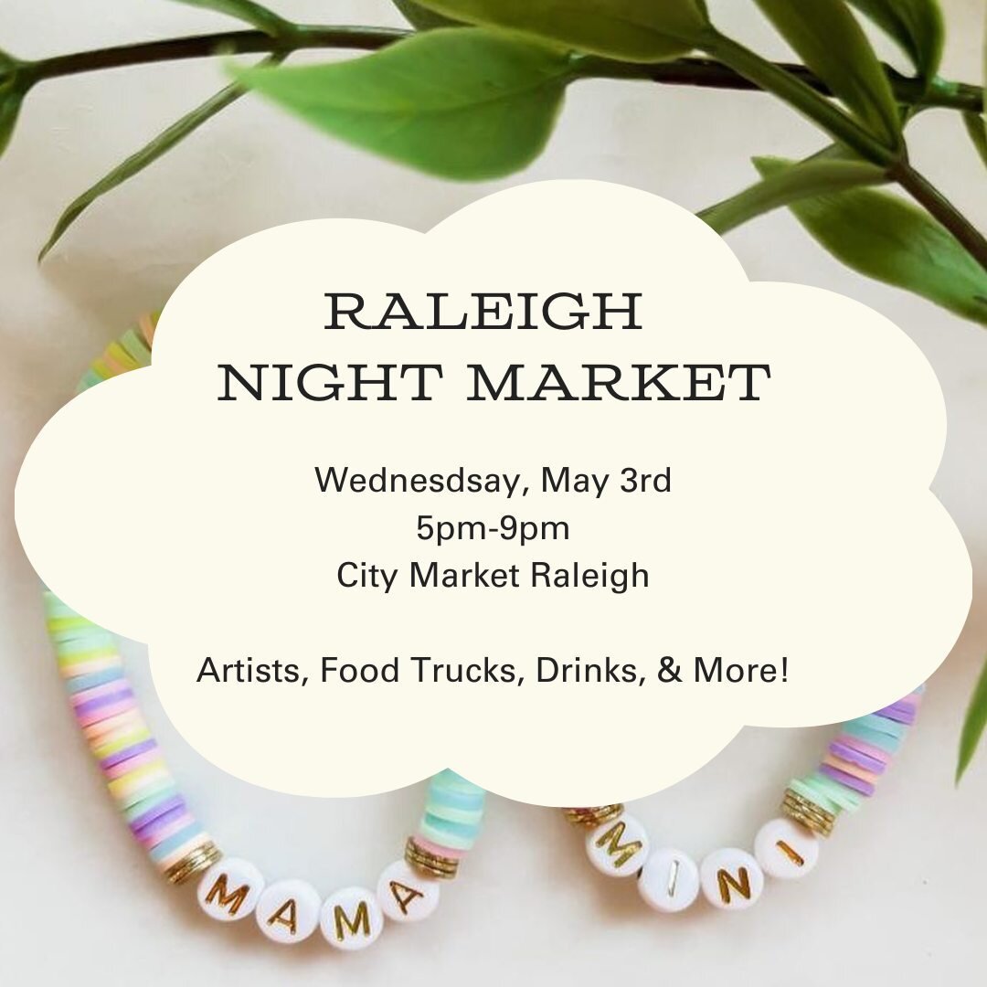 @theraleighnightmarket is back @citymarket1914 this Wednesday, May 3rd, 5pm-9pm. Make plans to come see us, enjoy some food and do some shopping with local vendors. We can't wait to see you! ⁠
.⁠
.⁠
.⁠
Jewelry: @clay.bytay