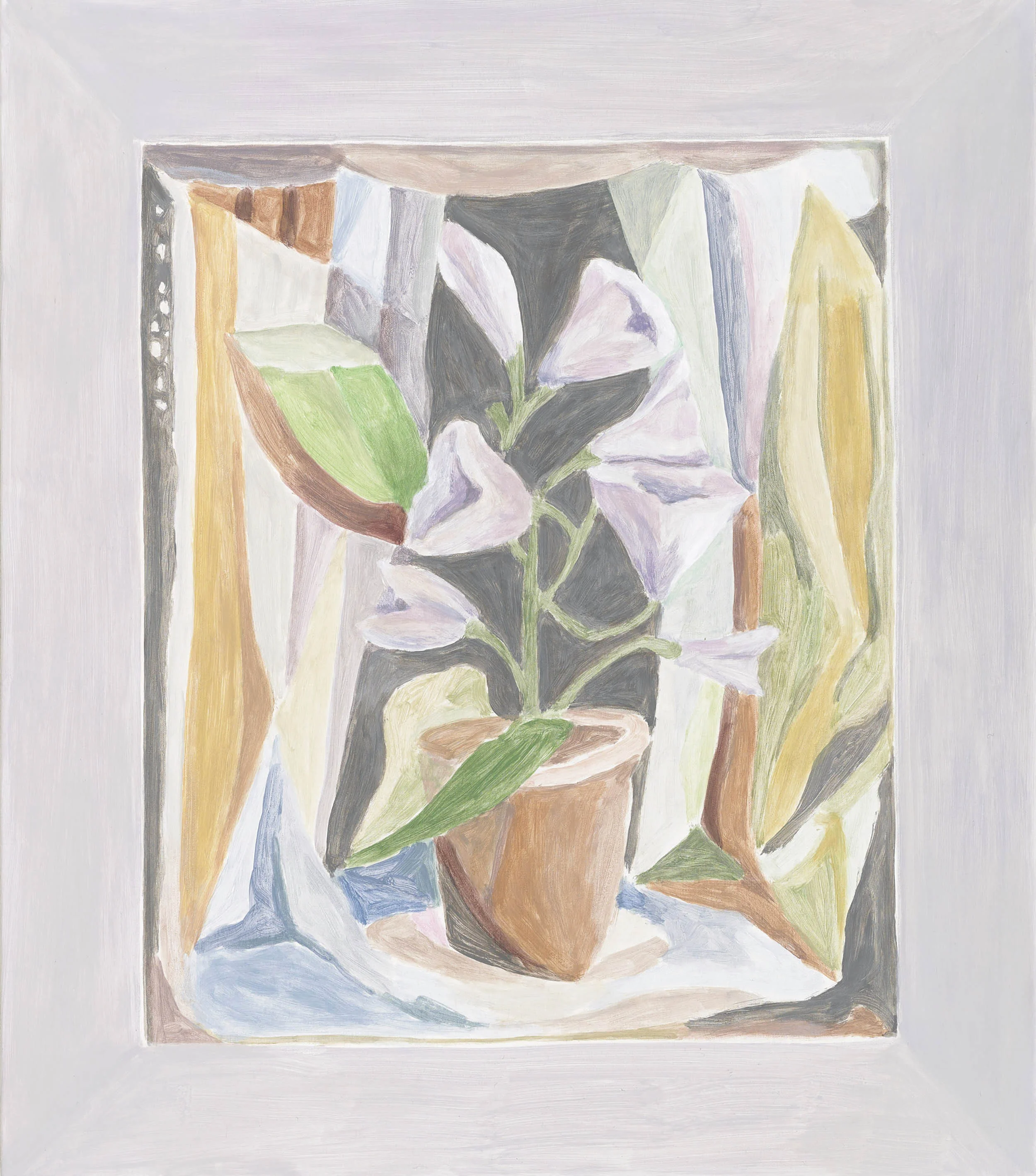 Framed Painting: Cubistic Still Life, acrylic on canvas over board, 28 1/2 x 25 inches, 2011. X2016.10, Permanent.Collection, 2016. Paintings of Paintings , Talley Dunn Gallery, 2012.