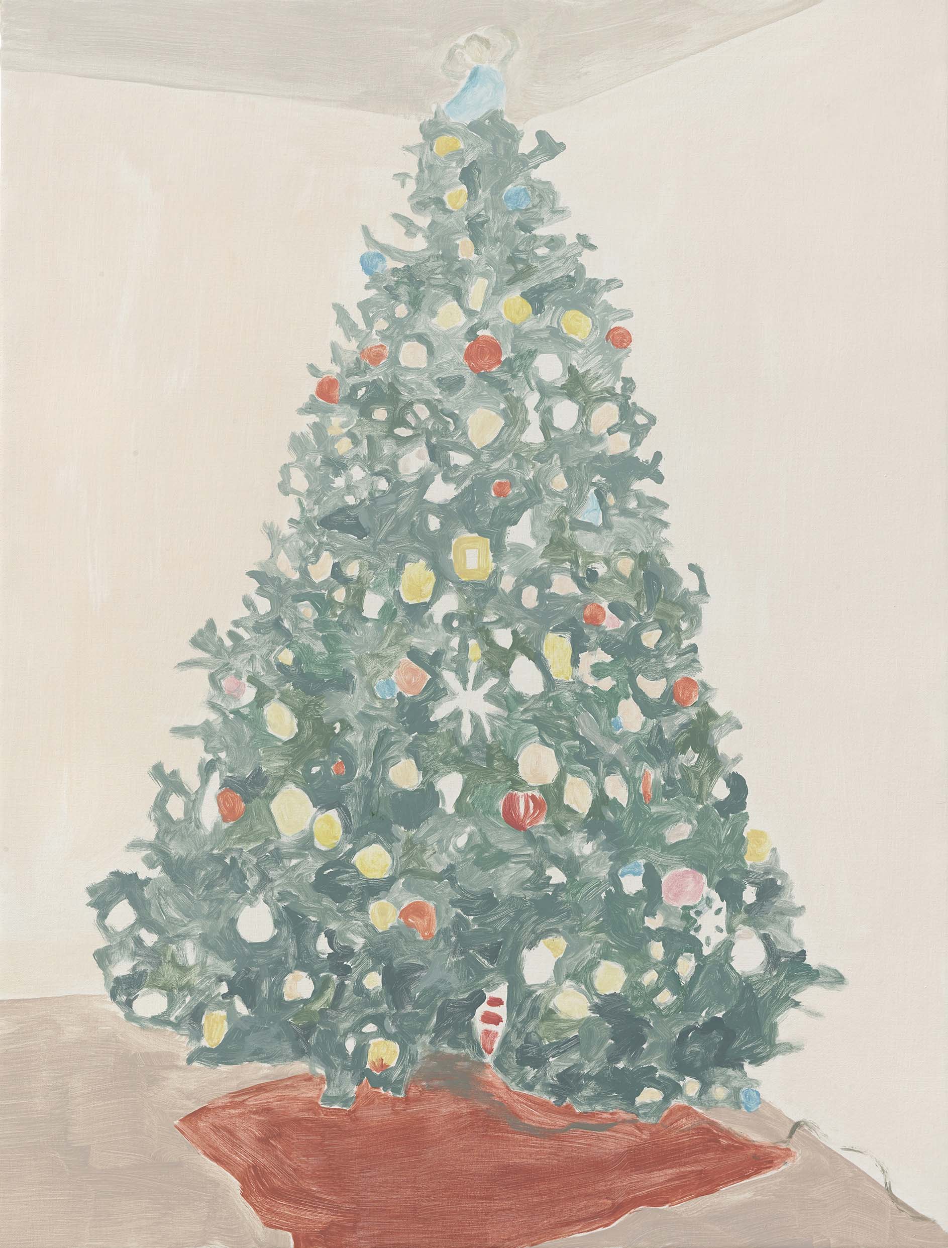  Xmas Tree 3 (red rug), acrylic on canvas, 32 x 24.25 inches, 2014. 