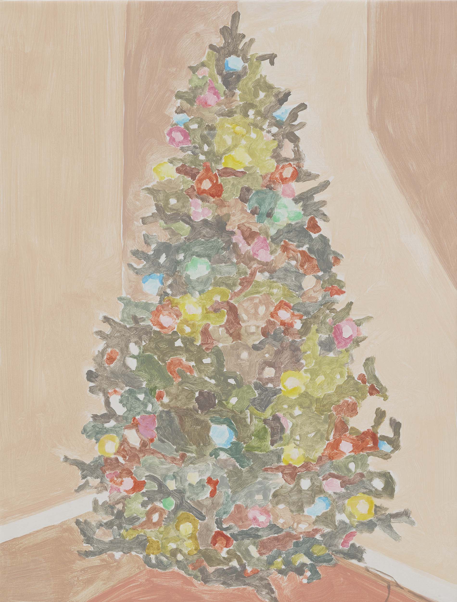  Xmas Tree (colored lights), acrylic on canvas, 32 x 24.25 inches, 2015. 