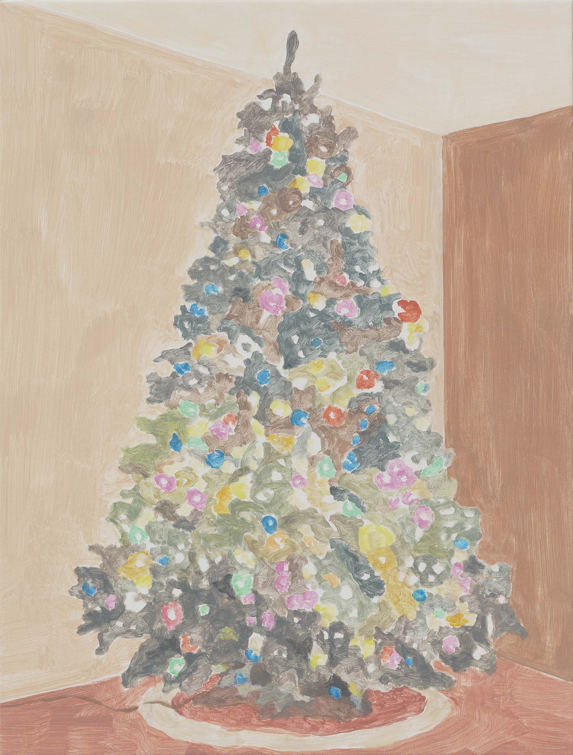  Xmas Tree (lights and round skirt), acrylic on canvas, 32 x 24.25 inches, 2015. 