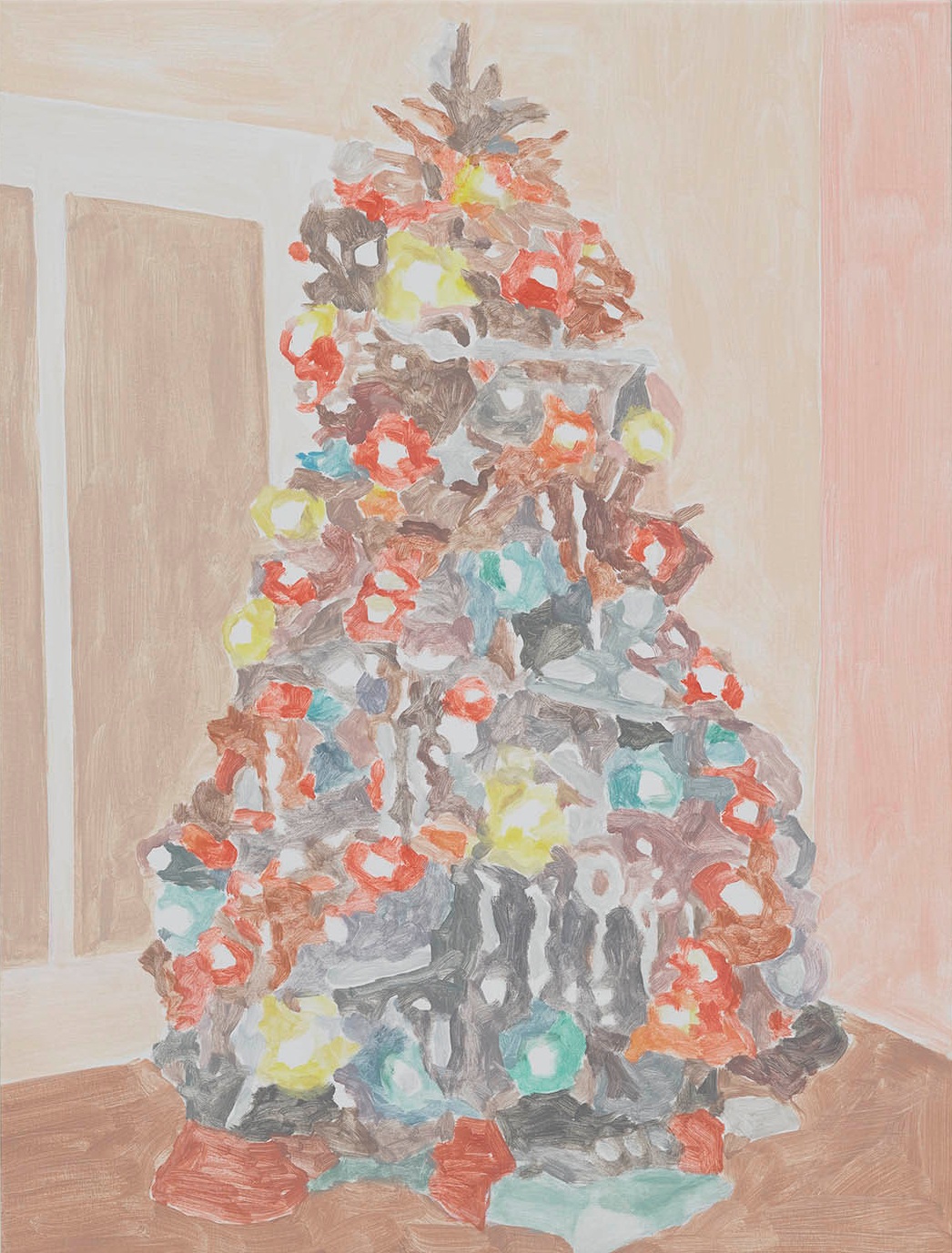  Xmas Tree (flower lights), acrylic on canvas, 32 x 24.25 inches, 2016. 