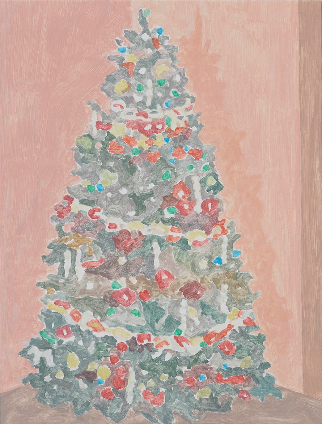  Xmas Tree (paperchain), acrylic on canvas, 32 x 24.25 inches, 2016. 