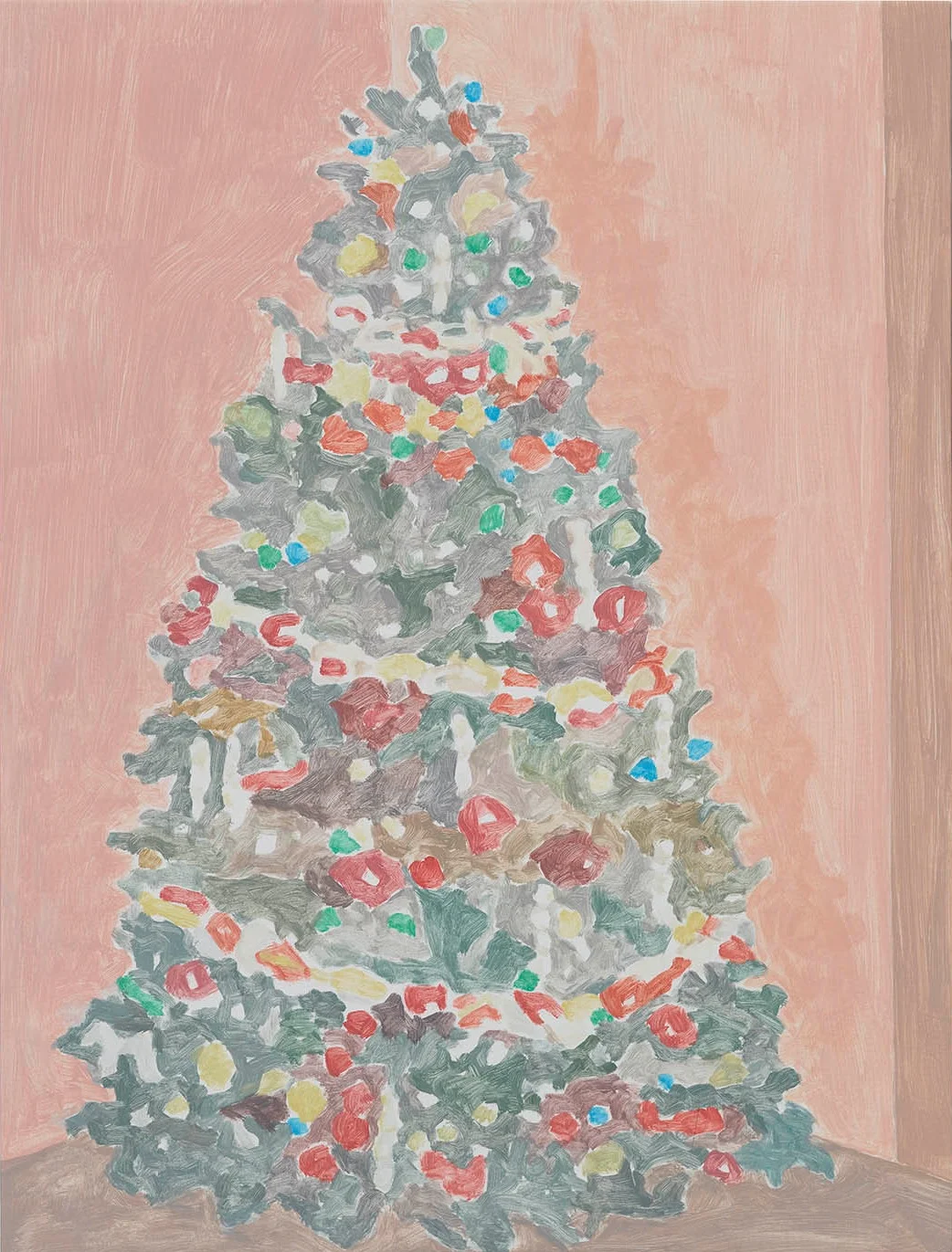 Xmas Tree (paperchain), acrylic on canvas, 32 x 24.25 inches, 2016.