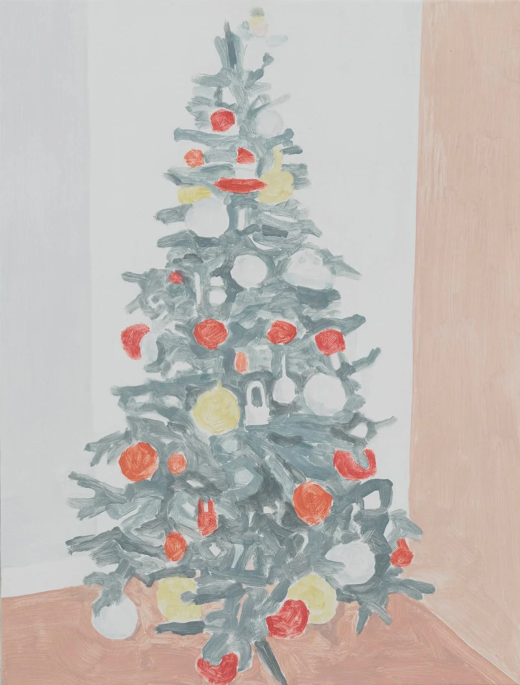 Xmas Tree (pompoms), acrylic on canvas, 32 x 24.25 inches, 2016.