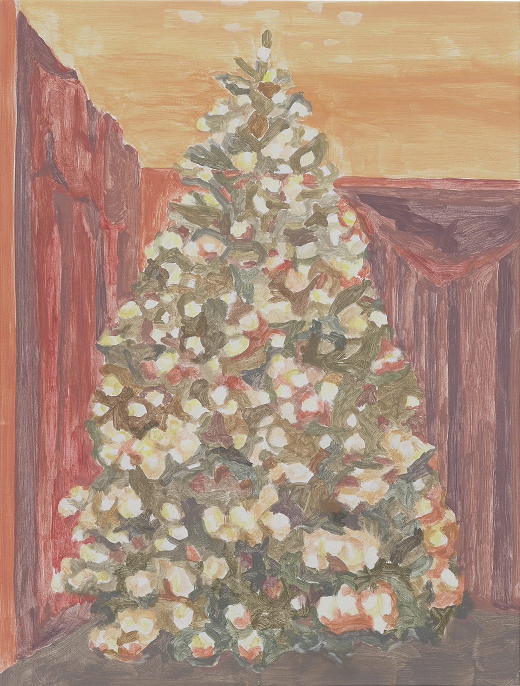  Xmas Tree (velvet curtains), acrylic on canvas, 32 x 24.25 inches, 2016. 