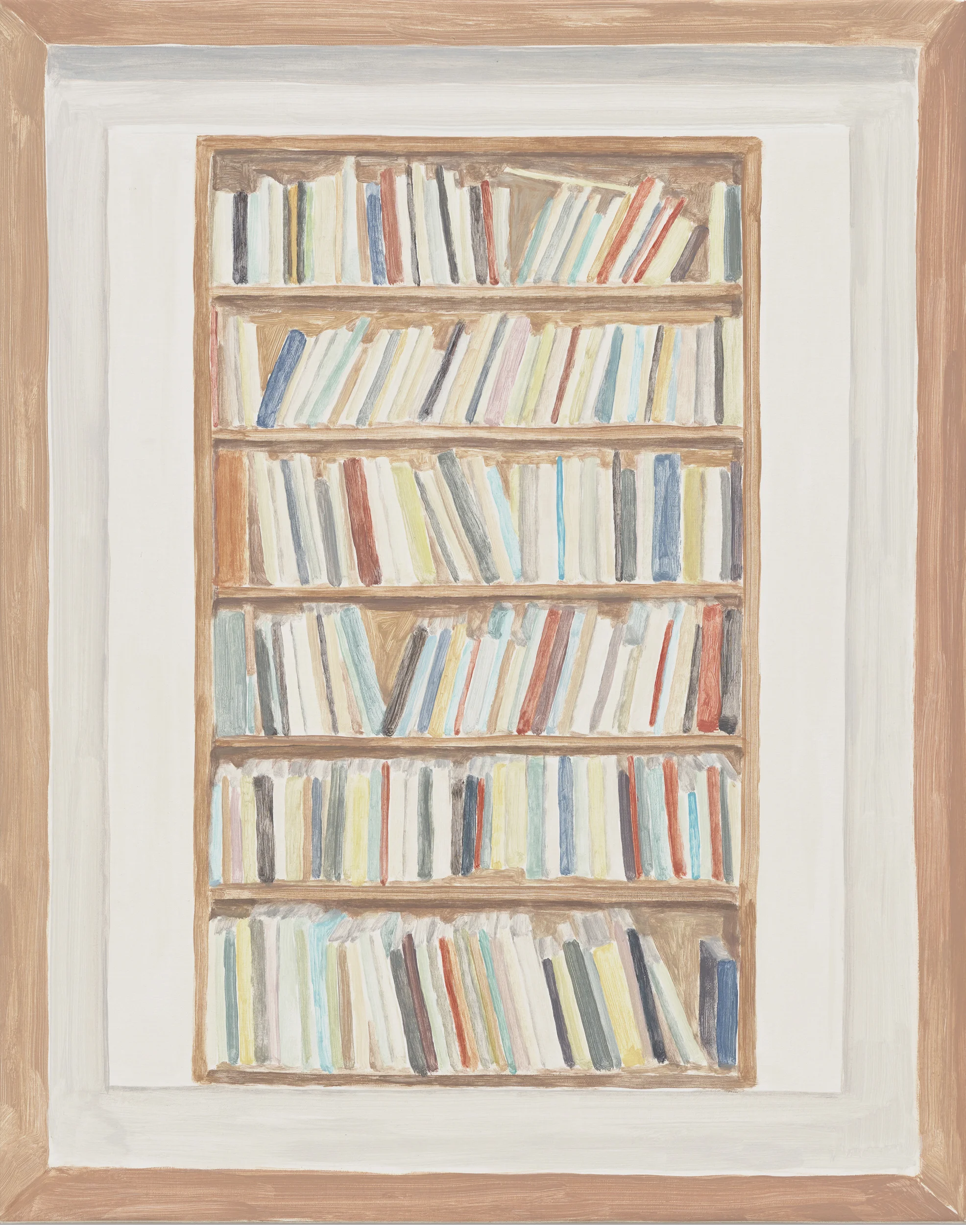 Framed Sketch: Bookshelf 2, acrylic on canvas, 24 x 19 inches, 2018.