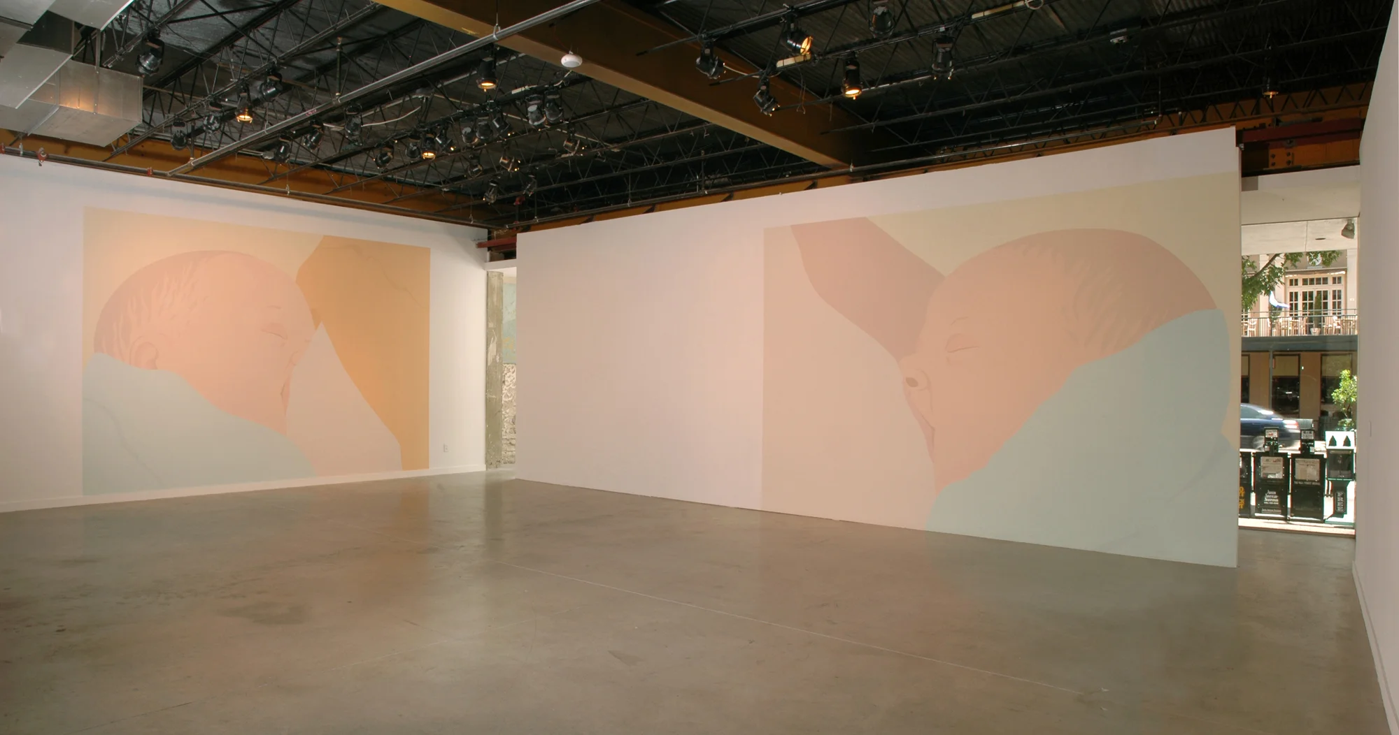 Baby 2 & Baby 3/Austin, Arthouse Xtraordinary, latex paint on wall, 11 x 16 feet, 10.5 x 15 feet, 2006.