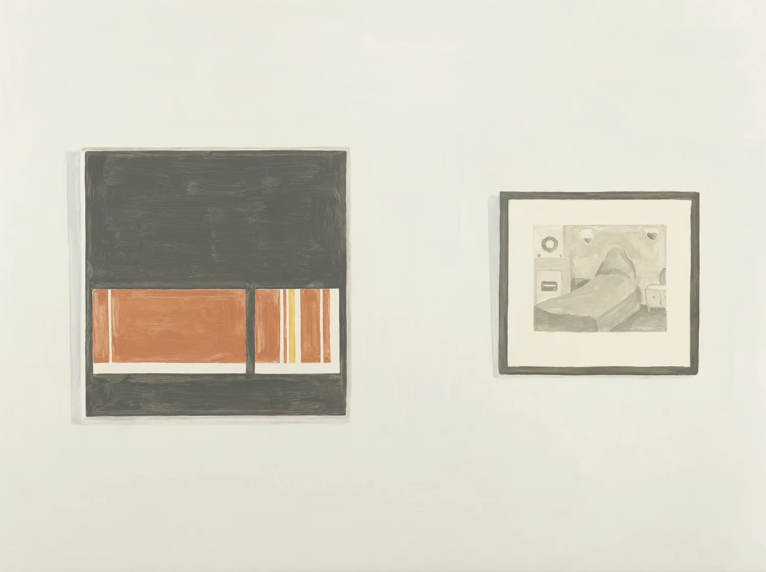 Abstract Print and Bed, acrylic on canvas, 60 x 80.5 inches, 2009.
