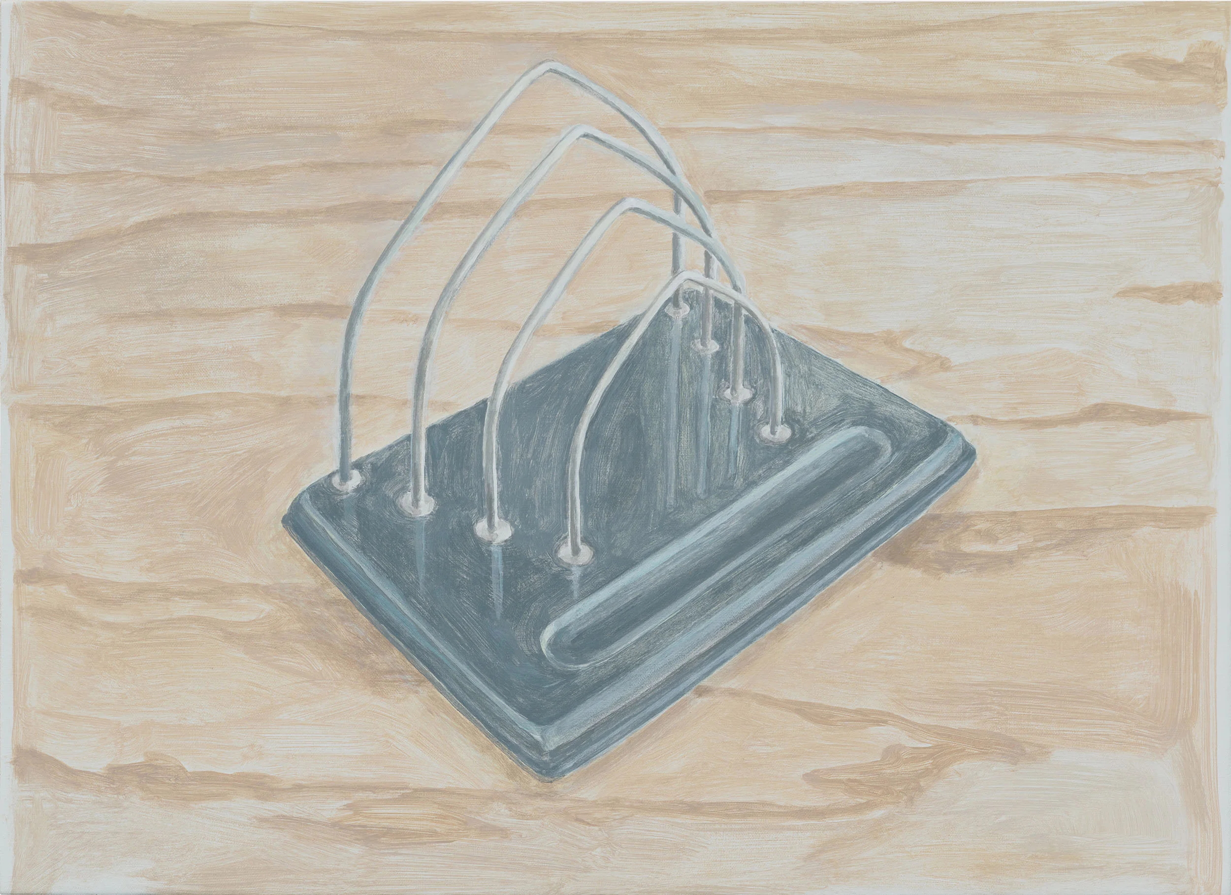 Letter Rack, acrylic on canvas over board, 16 x 22-1/4 inches, 2017.
