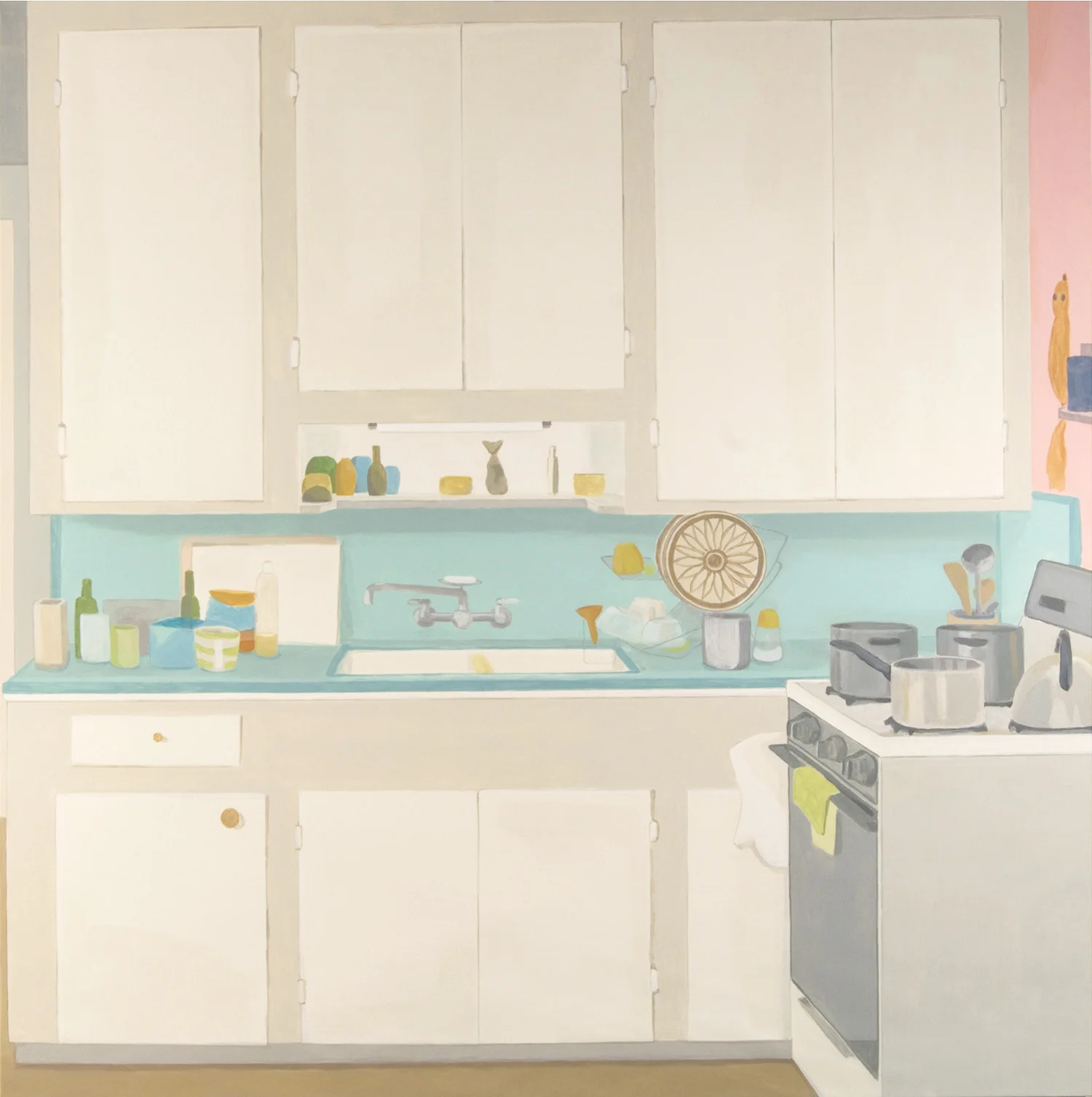 Kitchen, acrylic on canvas, 110 x 110 inches, 2006. Perspectives 155, Contemporary Arts Museum Houston , 2007.