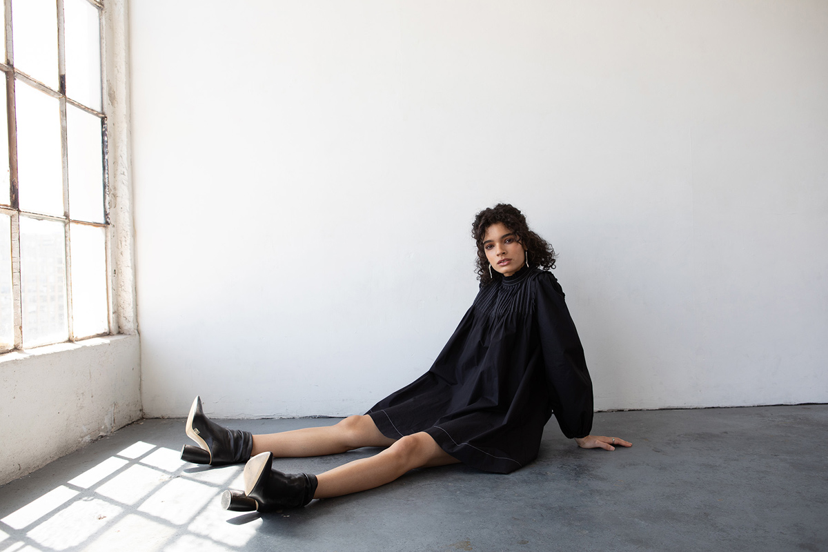 Haro in a raincoat styled shoot by Michele LoBosco, Los Angeles editorial photographer