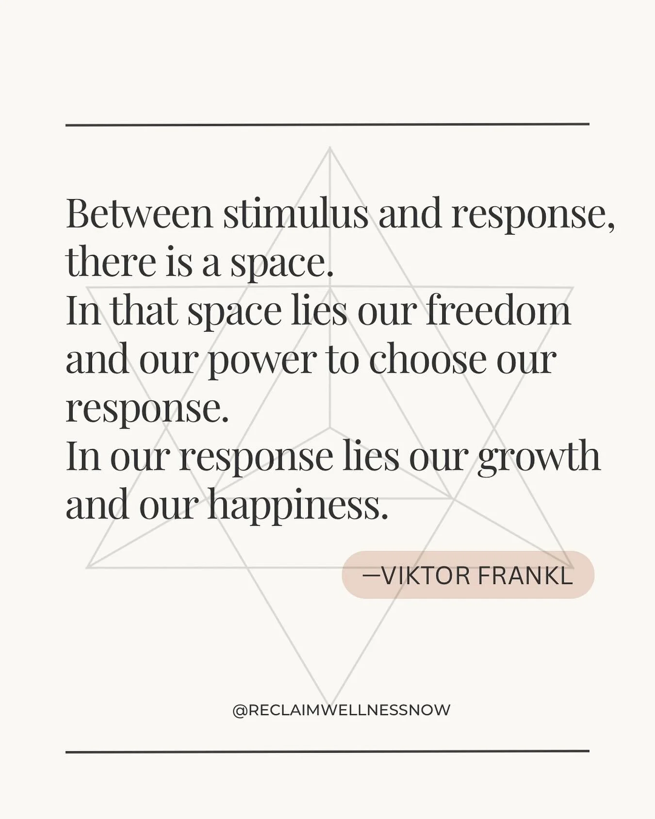 Between every stimulus and our response, there&rsquo;s a quiet space where we choose who we want to be. 

In that space, we find our freedom, our power, and our path to growth and happiness. 

May we breathe, choose with intention, and be kinder to o