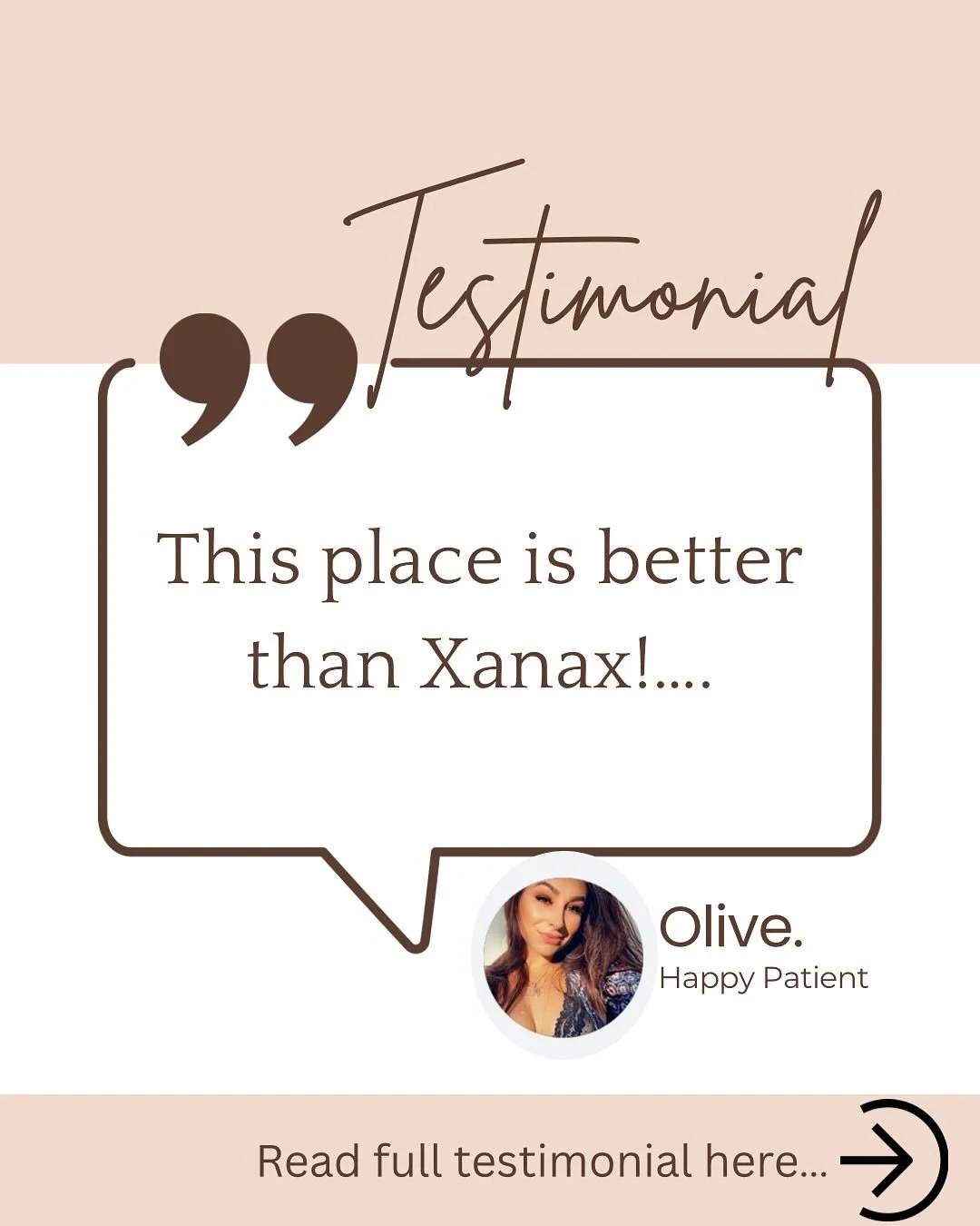 This place IS better than Xanax&mdash;we think so too, anyways. We&rsquo;re honored to have helped Olive move from a decade of constant, daily nausea to a life where good meals, laughter, and real peace and calm return. 

We asked questions, slowly u