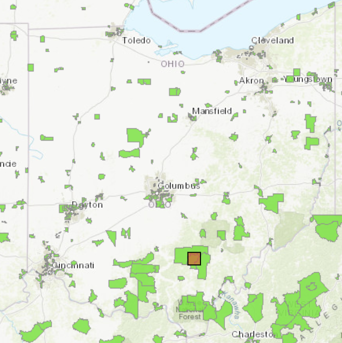   NOVEMBER 2019 — From the USDA’s    Food Access Research Atlas   : Vinton County, Ohio can be found in the orange box among other areas in the state experiencing food insecurity, shown in green.  