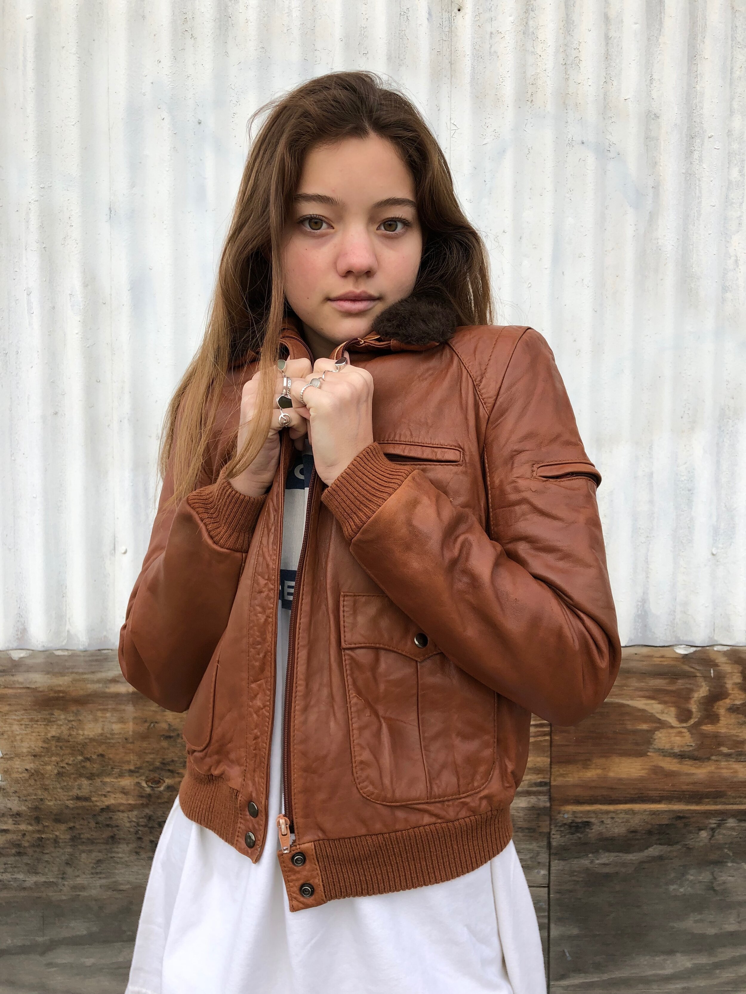 Vintage Brown Leather Jacket 