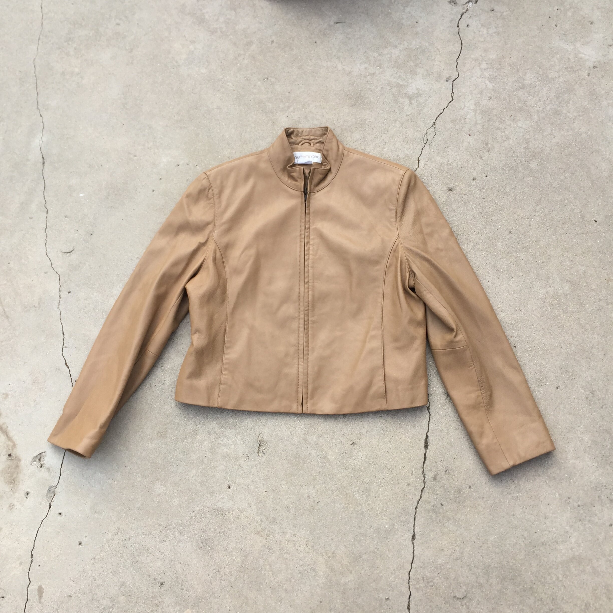 Vintage Beige Leather Jacket 