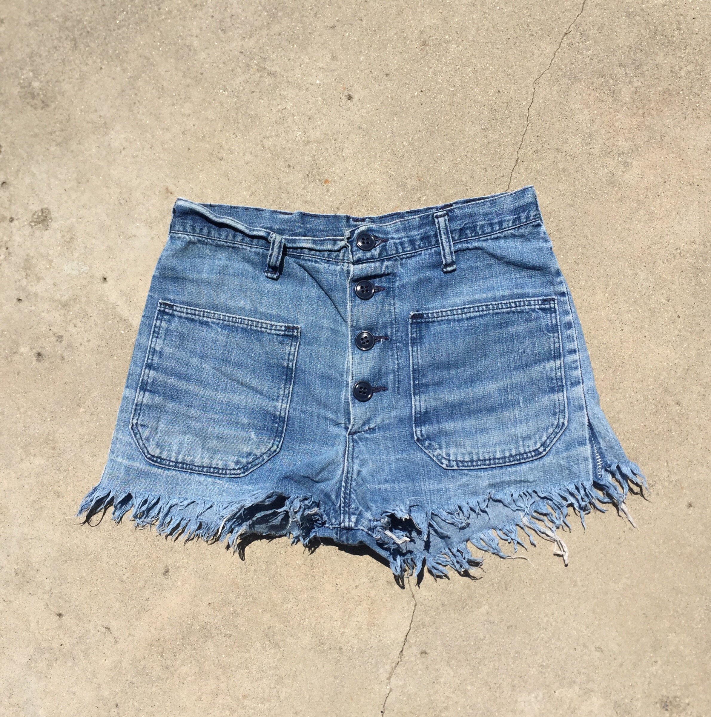 Vintage Button-Front Cut-Off Shorts 
