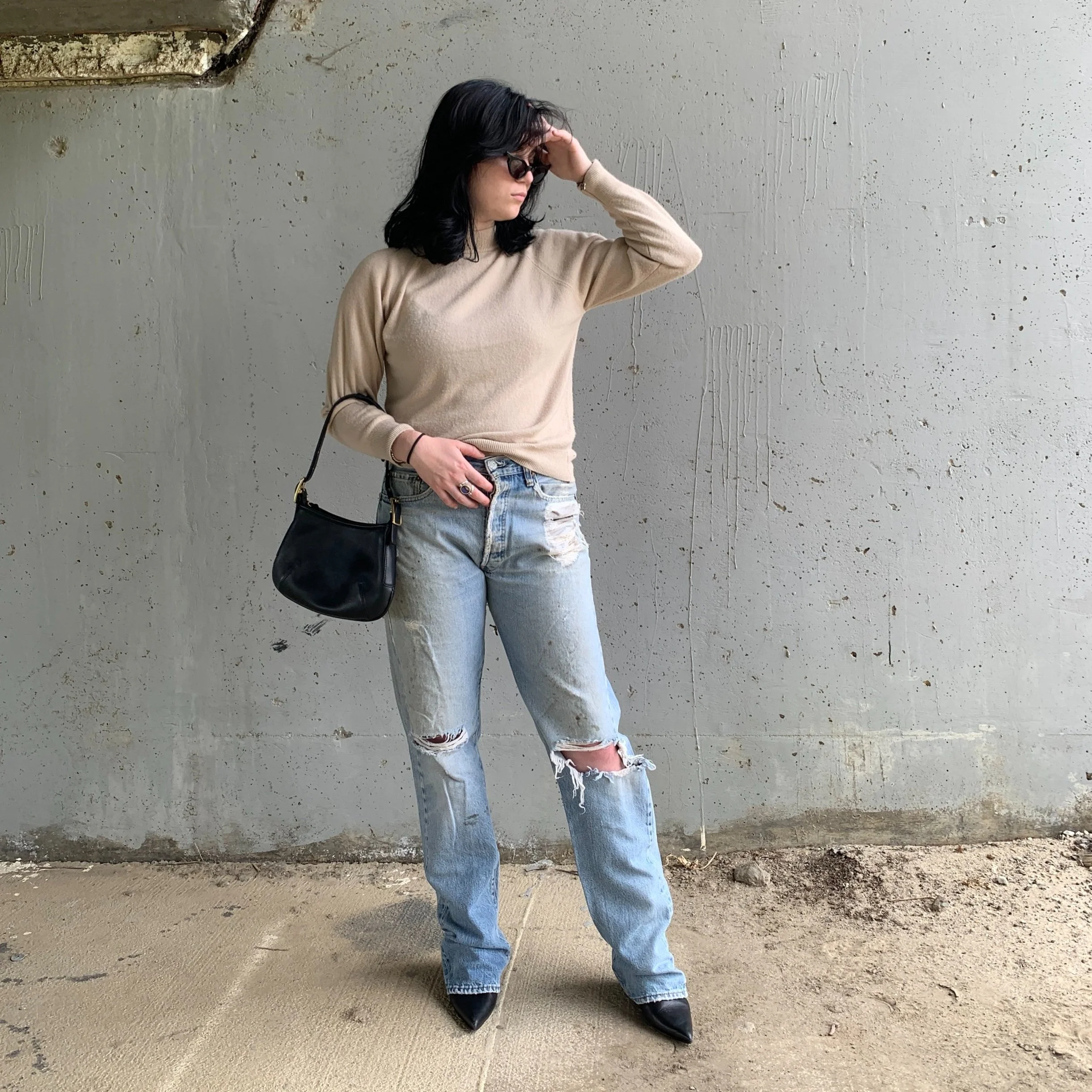 Beige Mock-Neck Sweater