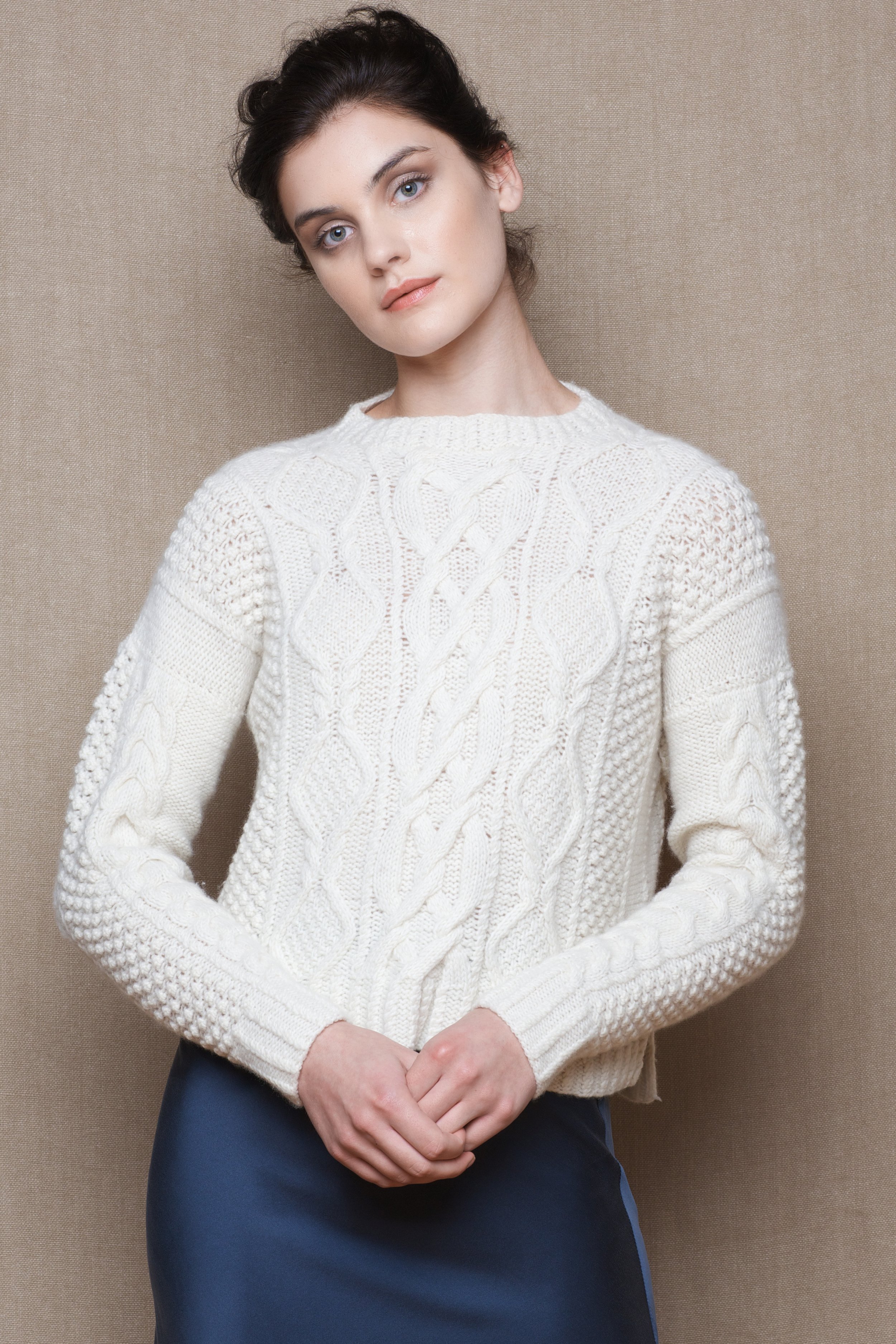 cropped aran sweater