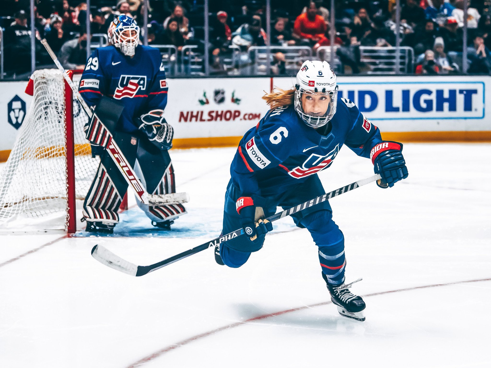 Kali Flanagan in action for the United States vs Canada during the Rivalry Series on Dec 20, 2022 (credit Brody Hannon).JPG