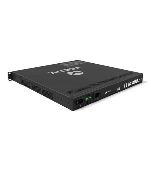 A black electronic device rack server with the label VAENY on top, featuring various ports and ventilation slots.