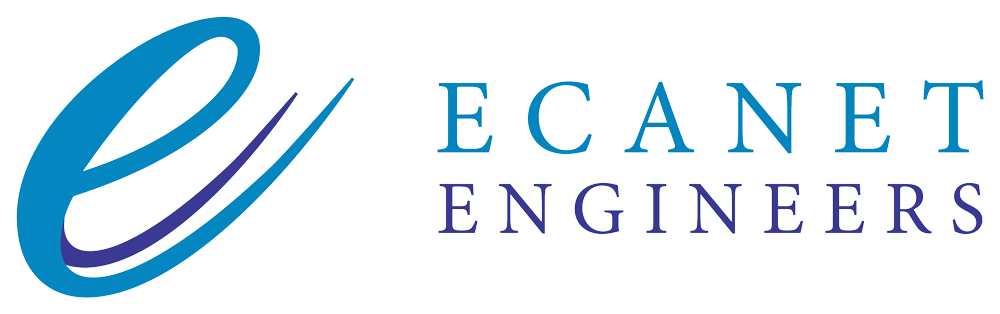 Logo of Ecannet Engineers with a stylized letter 'E' in blue and purple, and the company name in blue and purple text.