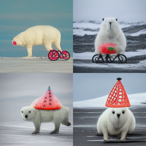 bubblybubbles_polar_bear_wearing_a_party_hat_on_a_bicyle_with_w_b23dd50d-2222-4f42-8ac7-1d0368b3571c.png