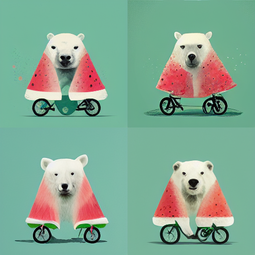 bubblybubbles_polar_bear_wearing_a_party_hat_on_a_bicycle_wheel_fc1d8e40-7b74-4f1c-b15f-b1002d7b3973.png