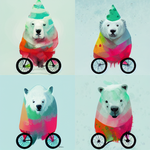 bubblybubbles_polar_bear_wearing_a_party_hat_on_a_bicycle_wheel_581fd89f-0add-4d6c-9853-2ccb773dbeac.png