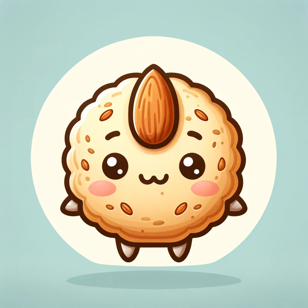 DALL·E 2024-02-01 12.51.47 - An illustration of a cute, stylized Chinese almond cookie character based on traditional Chinese almond cookies. The character should have a friendly .png