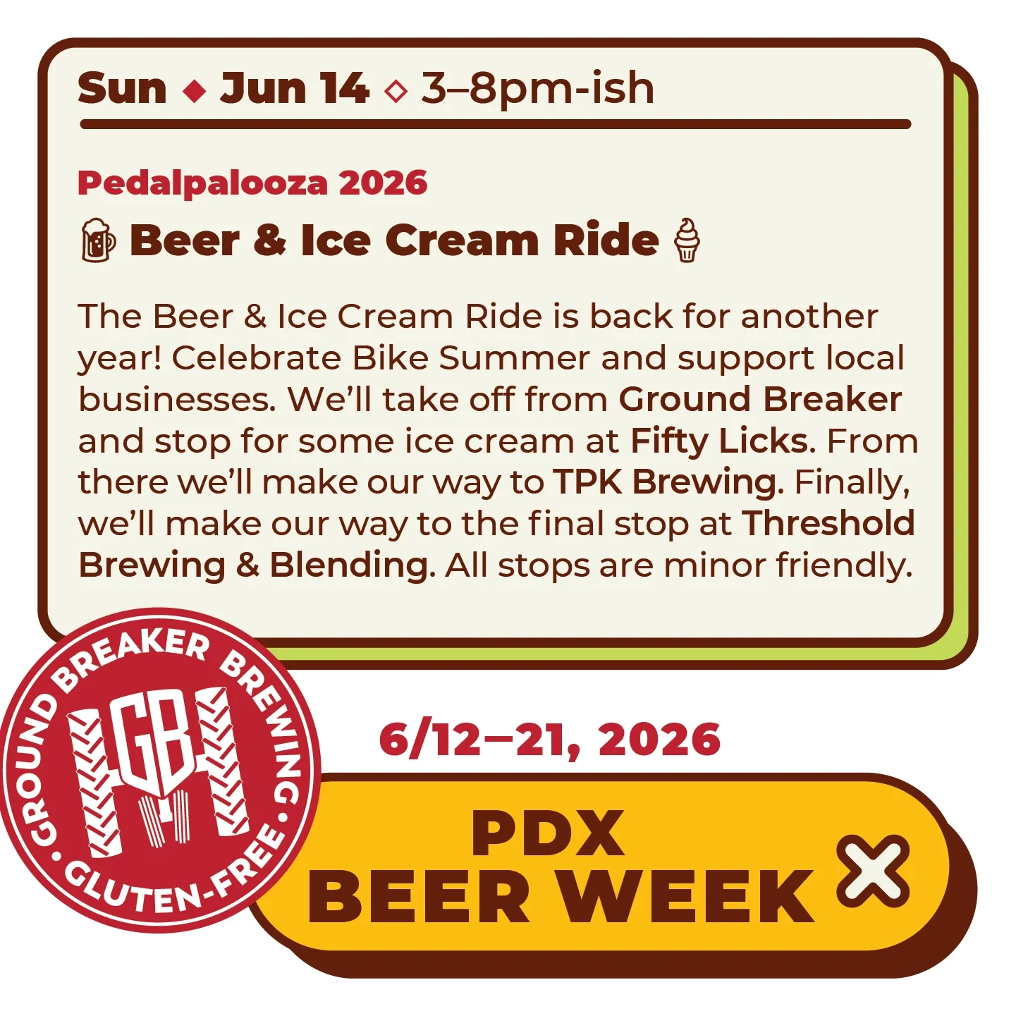 Pedalpalooza 2026 Beer &amp; Ice Cream Ride